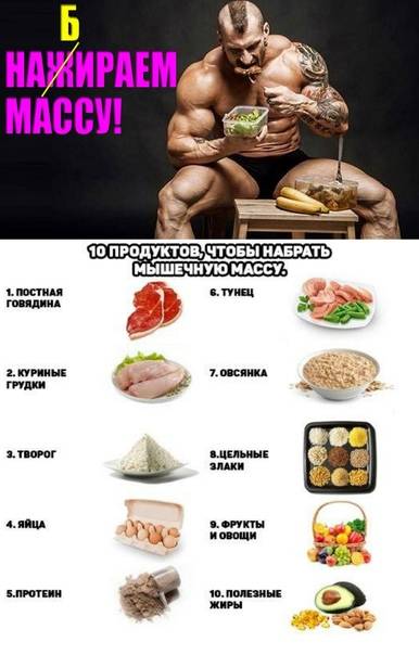 Рацион питания для набора мышечной массы для мужчин — подробное меню