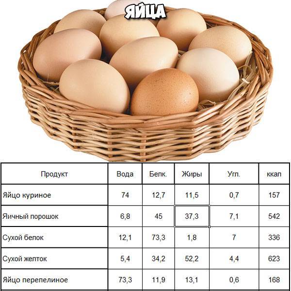 Яйца калорийность
