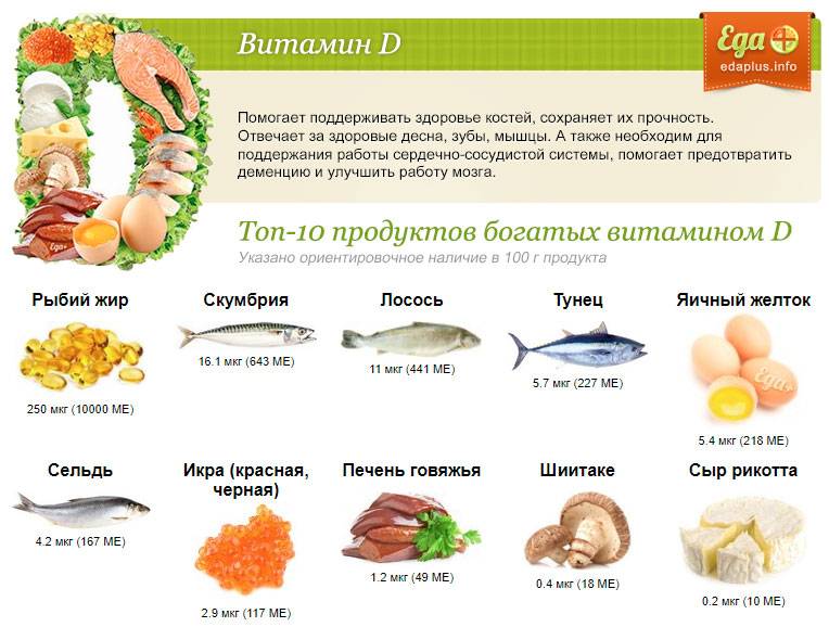 В каких продуктах содержится больше витамина д и других важных элементов